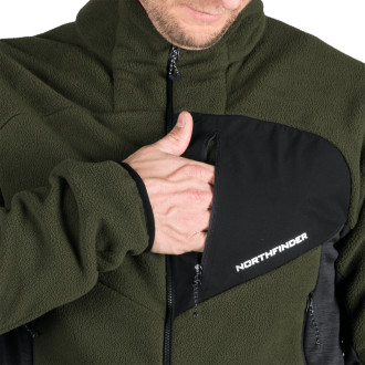 Pánská fleecová mikina Northfinder JEDRZEJ black/darkgreen