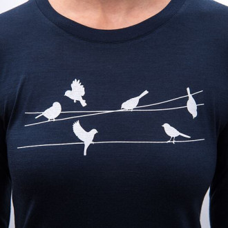 Dámské triko SENSOR MERINO ACTIVE SONGBIRDS dl.rukáv deep blue
