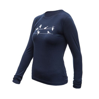 Dámské triko SENSOR MERINO ACTIVE SONGBIRDS dl.rukáv deep blue