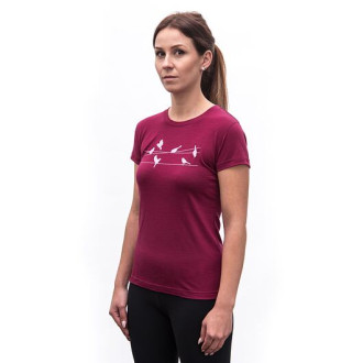Dámské triko  SENSOR MERINO ACTIVE SONGBIRDS  kr.rukáv lilla