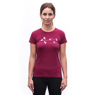 Dámské triko  SENSOR MERINO ACTIVE SONGBIRDS  kr.rukáv lilla