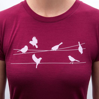 Dámské triko  SENSOR MERINO ACTIVE SONGBIRDS  kr.rukáv lilla