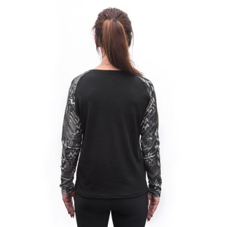 Dámské triko SENSOR MERINO BLEND IMPRESS  dl.rukáv černá/zebra