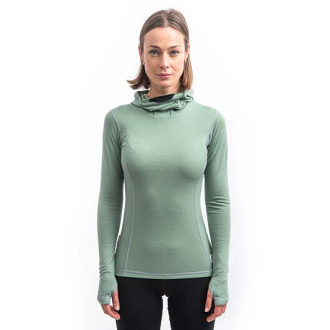 Dámské triko SENSOR MERINO DF  dl.rukáv s kapucí basil green