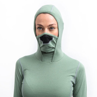 Dámské triko SENSOR MERINO DF  dl.rukáv s kapucí basil green