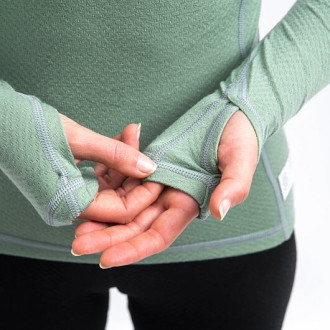 Dámské triko SENSOR MERINO DF  dl.rukáv s kapucí basil green