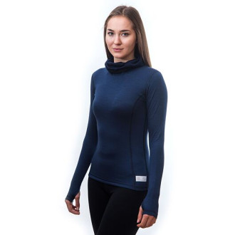 Dámské triko SENSOR MERINO DF  dl.rukáv s kapucí deep blue