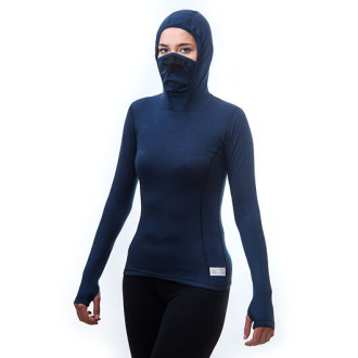 Dámské triko SENSOR MERINO DF  dl.rukáv s kapucí deep blue