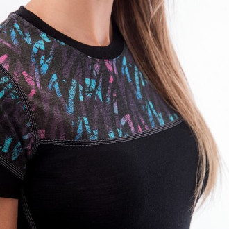 Dámské triko SENSOR MERINO IMPRESS kr.rukáv černá/stripes