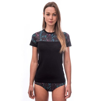 Dámské triko SENSOR MERINO IMPRESS kr.rukáv černá/stripes