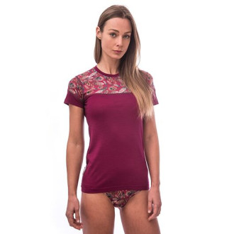 Dámské triko SENSOR MERINO IMPRESS kr.rukáv lilla/feather