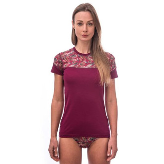 Dámské triko SENSOR MERINO IMPRESS kr.rukáv lilla/feather