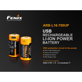 Dobíjecí USB baterie Fenix RCR123A / 16340 High Current (Li-ion)