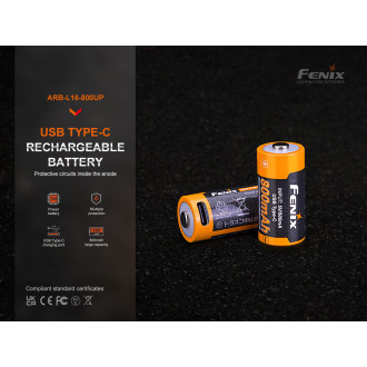 Fenix RCR123A 800 mAh USB-C Li-ionNovinka