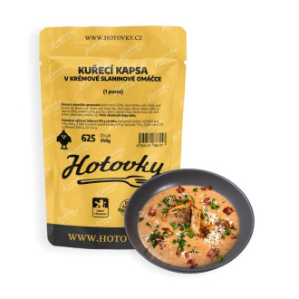 Kuřecí kapsa v krémové slaninové omáčce (1 porce)