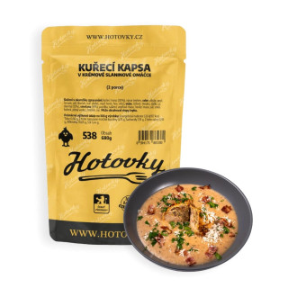 Kuřecí kapsa v krémové slaninové omáčce (2 porce)