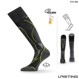 Lyžařské  merino podkolenky Lasting  STW černo-zelené
