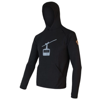 Pánská mikina SENSOR MERINO UPPER GONDOLA klokanka černá
