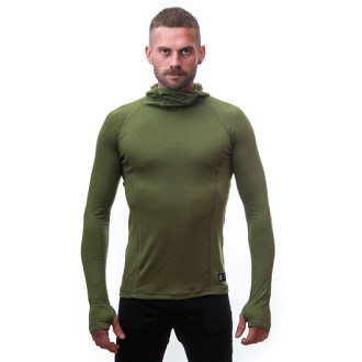 Pánské triko SENSOR MERINO DF dl.rukáv s kapucí safari green