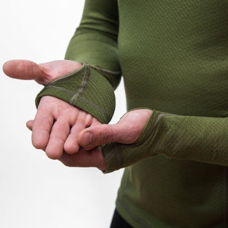 Pánské triko SENSOR MERINO DF dl.rukáv s kapucí safari green