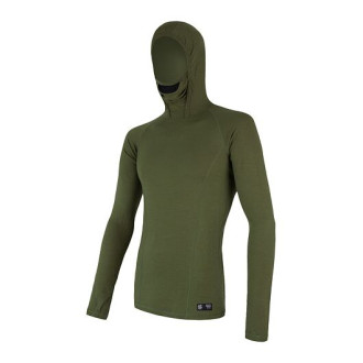 Pánské triko SENSOR MERINO DF dl.rukáv s kapucí safari green