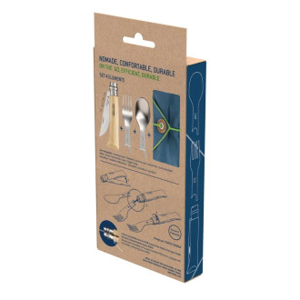 Opinel Picnic+ (lžíce, vidlička, ubrousek - včetně nože N°08 - buk)