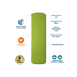 Samonafukovací karimatka YATE CONTOUR 3,8 zelená/šedá