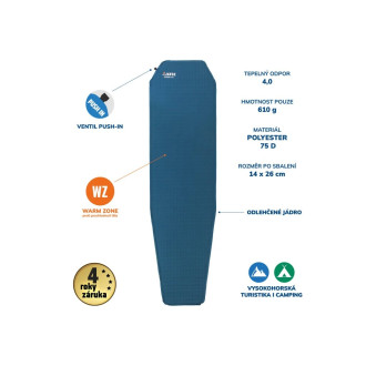 Samonafukovací karimatka YATE EXTREM LITE 2,5 modrá/šedá