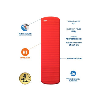 Samonafukovací karimatka YATE GUIDE 3,8 červená/šedá