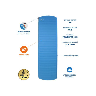 Samonafukovací karimatka YATE GUIDE 3,8 modrá/šedá