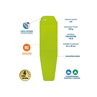 Samonafukovací karimatka YATE EXTREM LITE 3,8 zelená/šedá